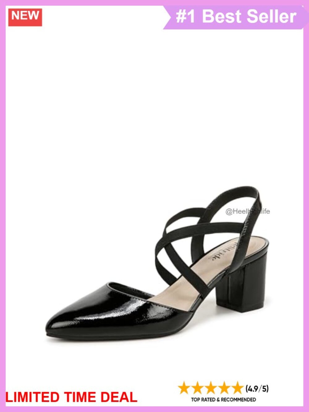 Women's Pointed Toe Slingback Block Heel Pumps Comfort Dress Shoes